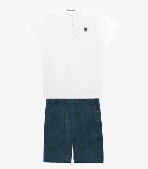 Conjunto Infantil Camiseta Com Bermuda Trick Nick Branco