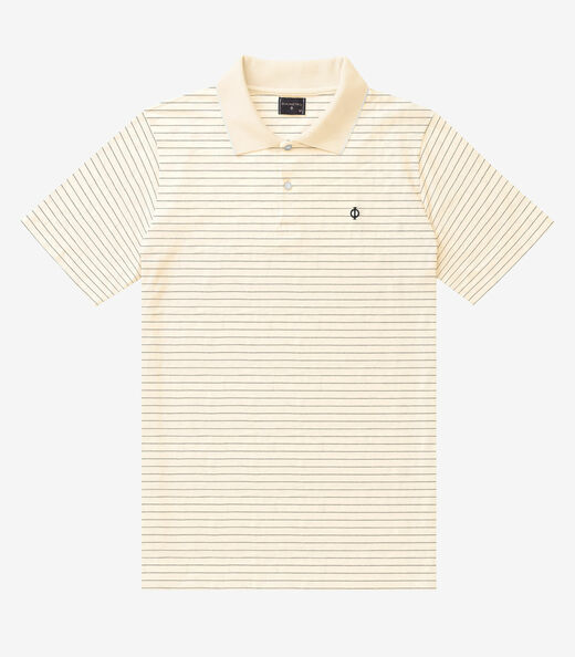 Polo Masculina Cotton Listrado Diametro Bege