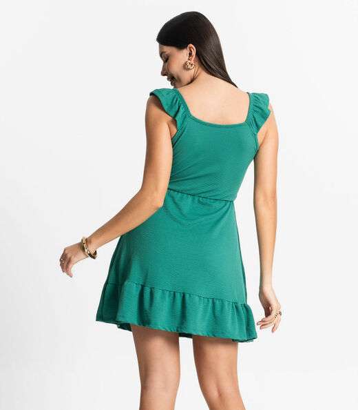 Vestido Feminino Curto Com Babado Use Up Verde