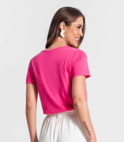 Camiseta Feminina Manga Curta Rovitex Rosa