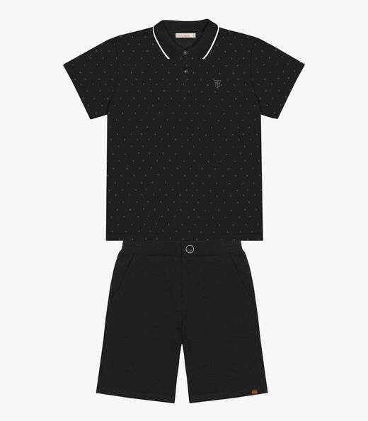 Conjunto Infantil Polo Com Bermuda Trick Nick Preto
