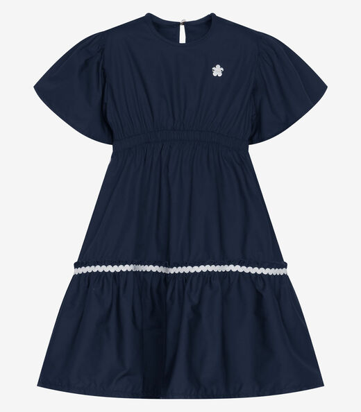 Vestido Infantil Tricoline Manga Ampla Trick Nick Azul