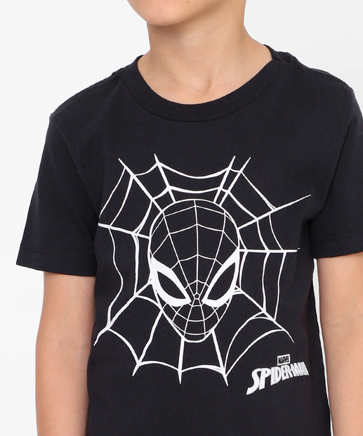 Camiseta Infantil Homem Aranha Marvel Tam 4 a 10 Preto