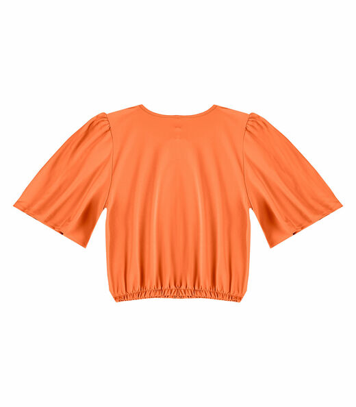 Blusa Feminina Com Franzido Na Manga Infinita Cor Laranja