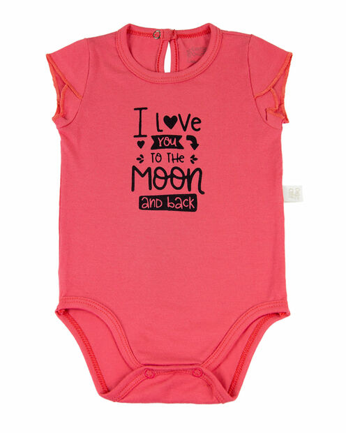 Kit Body Bebê Menina Cotton Estampado Coração I Love You To The Moon - Marinho