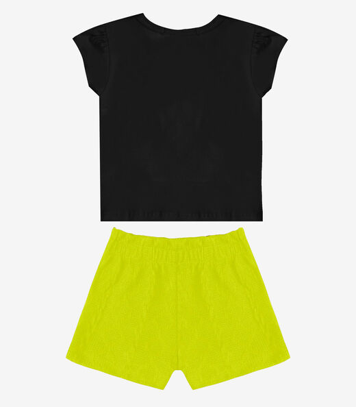 Conjunto Infantil Feminino Blusa Short Trick Nick Preto