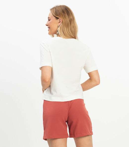 T- Shirt Feminina Meia Malha Rovitex Bege