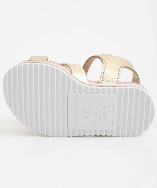 Sandália Infantil Laço Glitter Molekinha Dourado