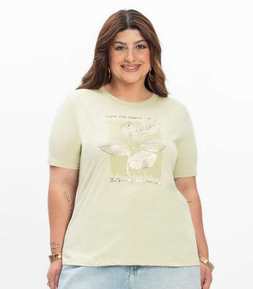 Camiseta Feminina Plus Size Secret Glam Verde