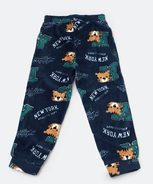 Conjunto Infantil Fleece Tigre MR Tam 1 a 3 Azul