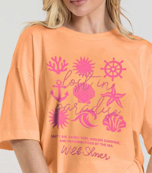 T-Shirt Oversized Feminina Dianna Laranja