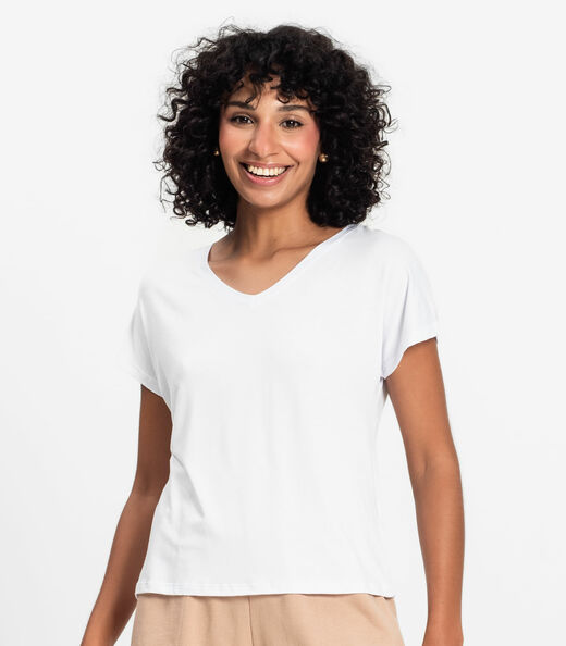 Blusa Feminina Viscotorcion Rovitex Branco