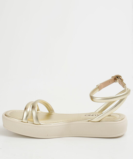 Sandália Flatform Feminina Metalizada Via Uno