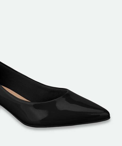 Scarpin Feminino Salto Grosso Verniz Beira Rio Preto