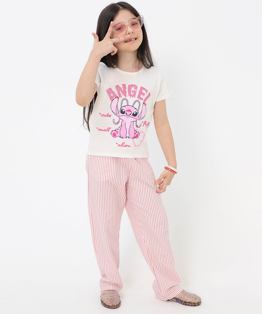 Blusa Infantil Stitch Angel Tam 4 a 10 Off White
