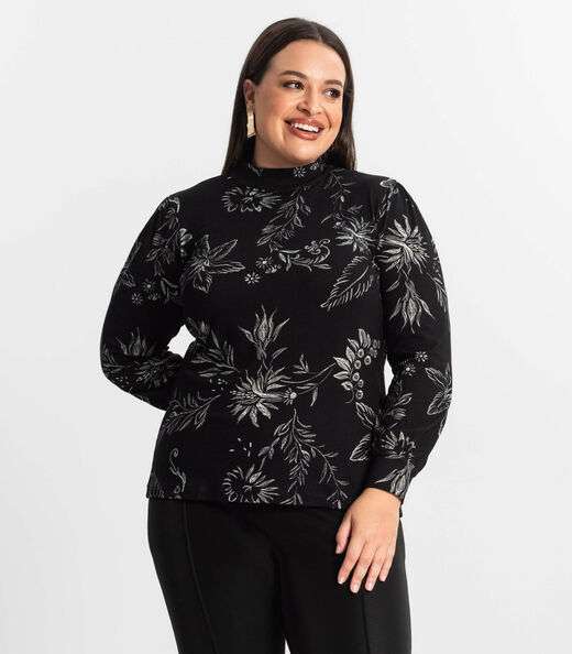 Image_Blusa Manga Longa Feminina Plus Size Secret Glam Preto