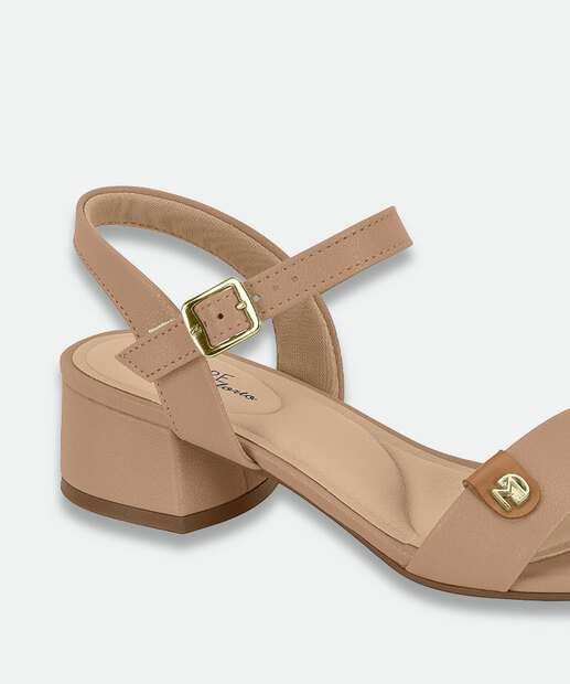 Sandália Feminina Salto Grosso Modare Bege