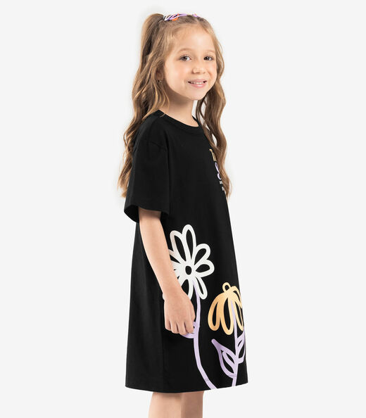 Vestido Infantil Meia Malha Rovi Kids Preto