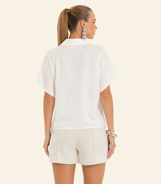 Camiseta Feminina Viscose Khyara Acetinado Endless Bege