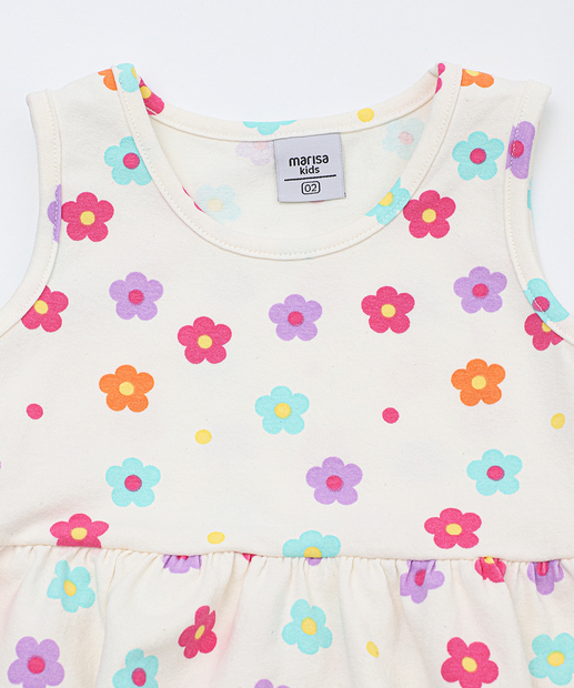 Vestido Infantil Floral Colorido Marisa Tam 1 a 3