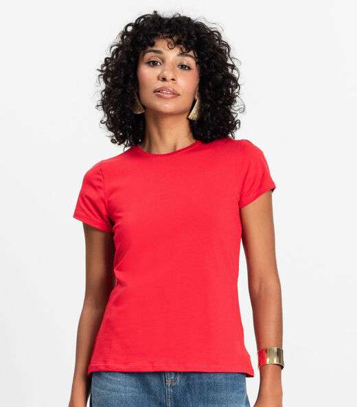 Blusa Feminina Cotton Leve Básica Rovitex Vermelho