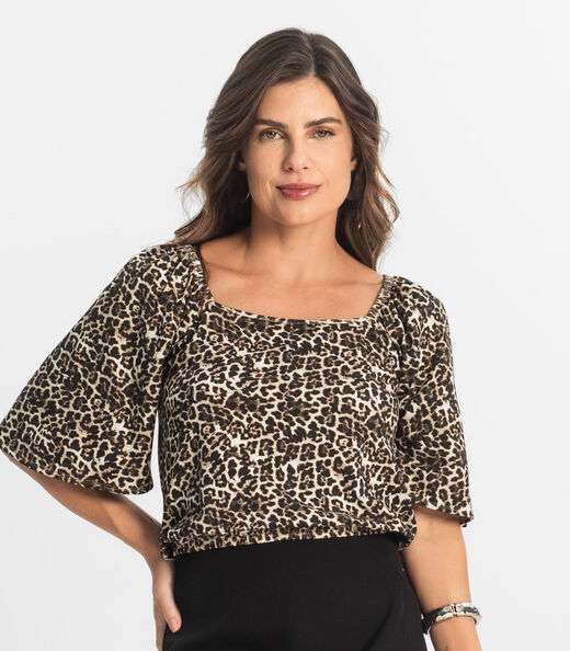 Blusa Feminina Manga Curta Select Bege