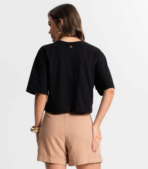 Blusa Feminina Com Bordado Endless Preto