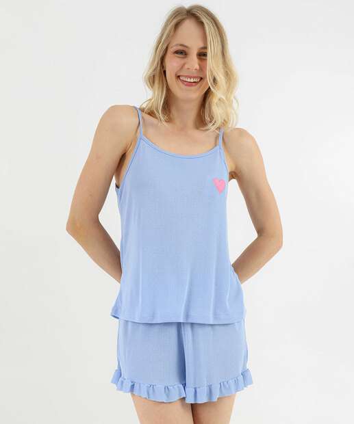 Image_Pijama Feminino Bordado Babado Alças Finas Marisa Azul