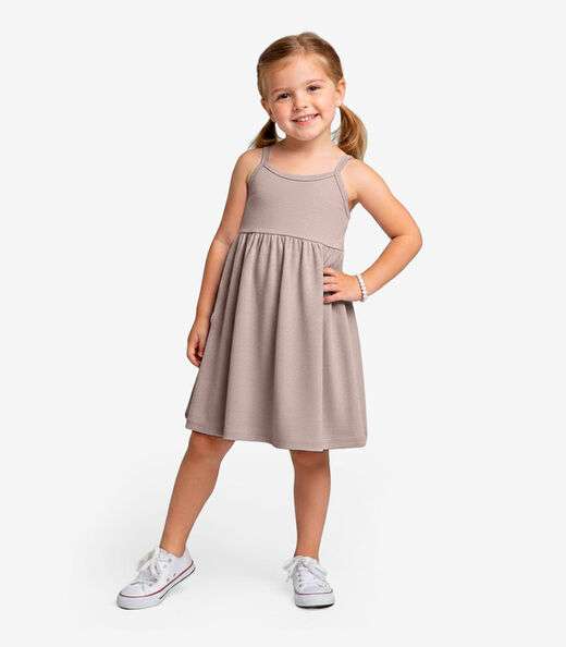 Vestido Feminino Infantil de Alças Select Marrom