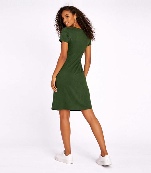 Vestido Feminino Curto Com Manga Infinita Cor Verde