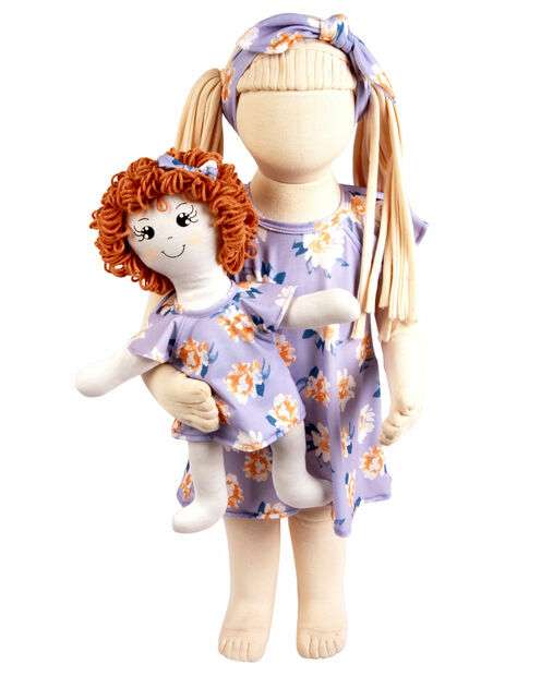 Vestido Bebe Infantil Com Boneca De Pano Kit com Faixa de Cabeça - Lilas