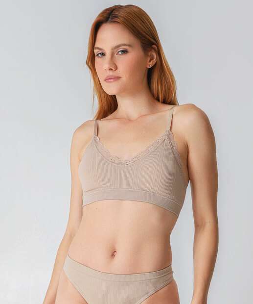 Sutiã Top Com Bojo Removível Renda Marisa