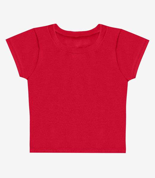 Blusa Básica Infantil Manga Curta Lisa Soletex Vermelho