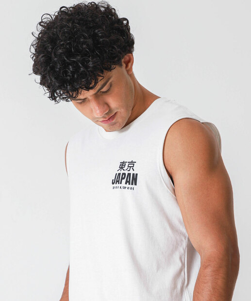 Regata Masculina Estampada Marisa Off White