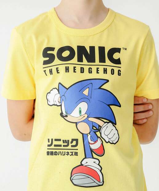 Conjunto Infantil Manga Curta Sonic Tam 4 a 10