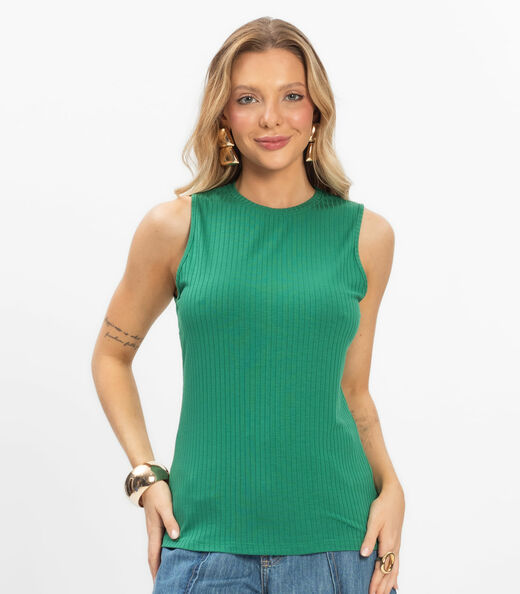 Regata Feminina Ribana Canelada Rovitex Verde