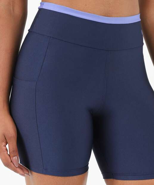 Bermuda Feminina Fitness Bolso Recorte Marisa Azul