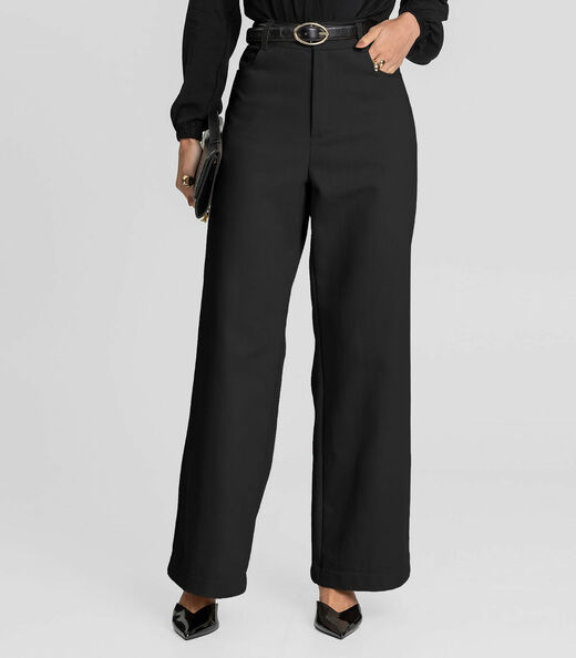 Calça Pantalona Feminina em Sarja Dianna Preto