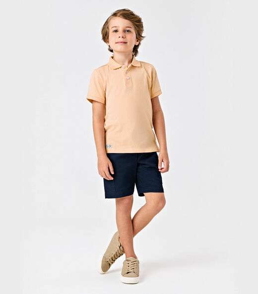 Camisa Polo Infantil Masculina Trick Nick Bege