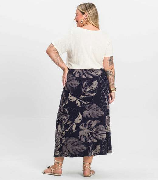 Saia Midi Plus Size Infinita Cor Azul