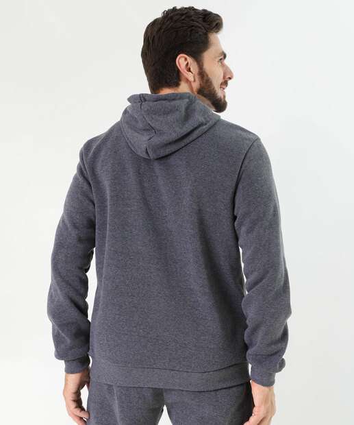 Blusão Masculino Fitness Moletom Canguru Capuz MR Cinza