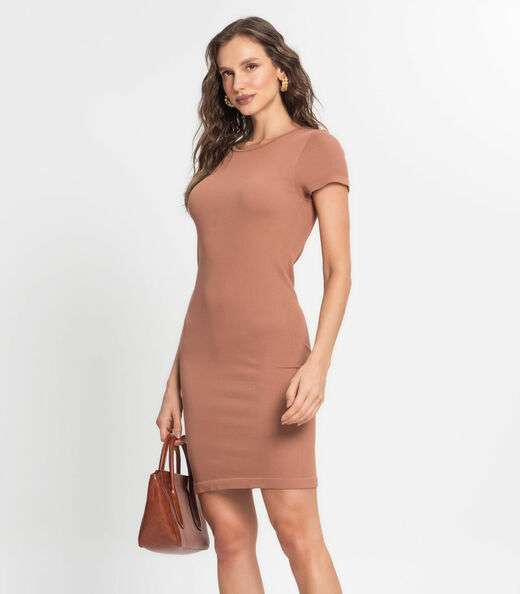 Vestido Canelado Feminino Endless Marrom