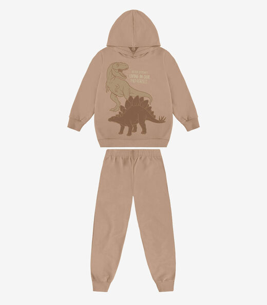 Image_Kit Conjunto Blusão Com Capuz E Calça Rovi Kids Marrom