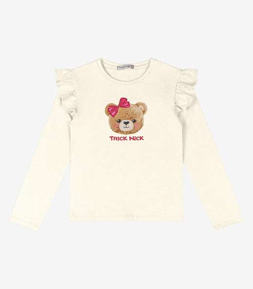 Blusa Infantil Manga Longa Trick Nick Bege