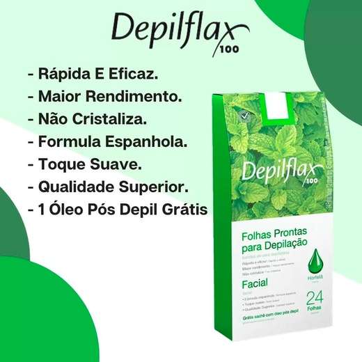 Folhas para Depilação Facial Hortelã Depilflax C/24 Unid