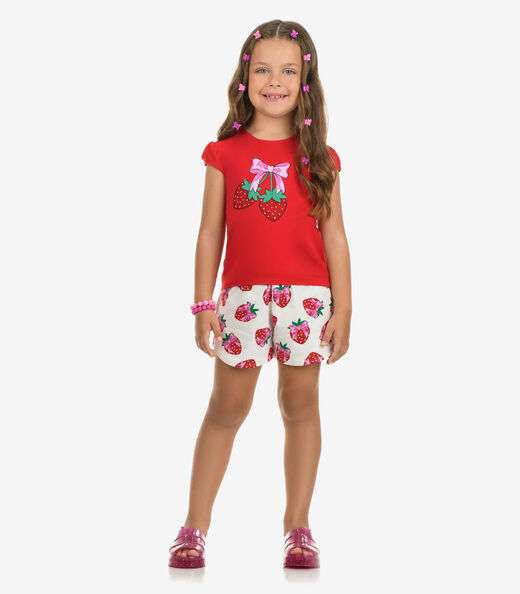 Conjunto Blusa com Shorts Menina Rovi Kids Vermelho