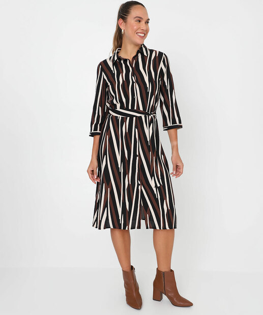 Image_Vestido Feminino Chemise Estampado Marisa Marrom