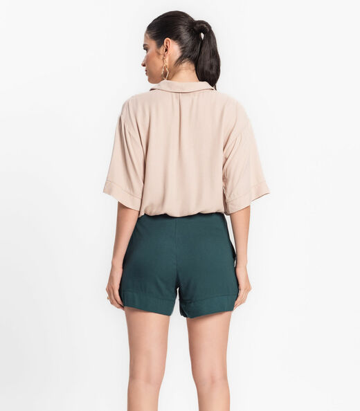 Shorts Feminino Em Viscose Creponada Endless Verde