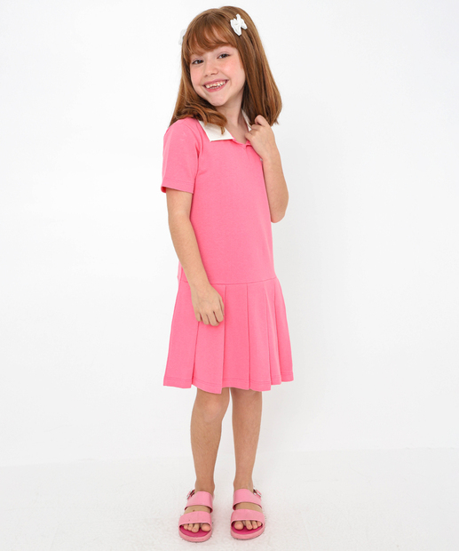 Vestido Infantil Polo Morangos Marisa Tam 4 a 10 Rosa