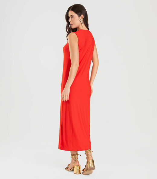 Vestido Super Midi com Aviamento Dianna Vermelho
